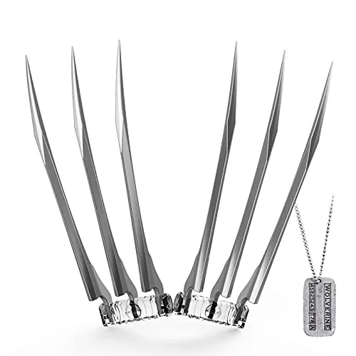 DMAR Wolverine Claws Anti-Break Plastic X-Men Wolverine Claws for Adults Logan Wolverine Claws, Set of 2, Silver, One Size