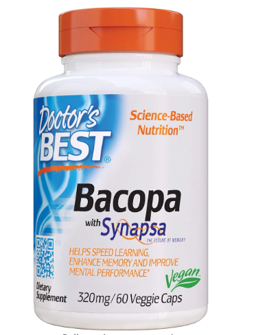 Doctor s Best Bacopa with Synapsa, Brain, Enhances Memory, Antioxidant, Non-GMO, Vegan, Gluten & Soy Free, 320 mg, 60 Count
