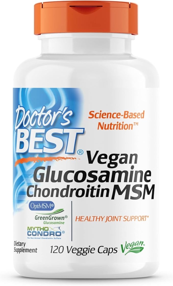 Doctor's Best Vegan Glucosamine Chondroitin MSM, Joint Health, Hair, Skin & Nails, Capsule,120 count