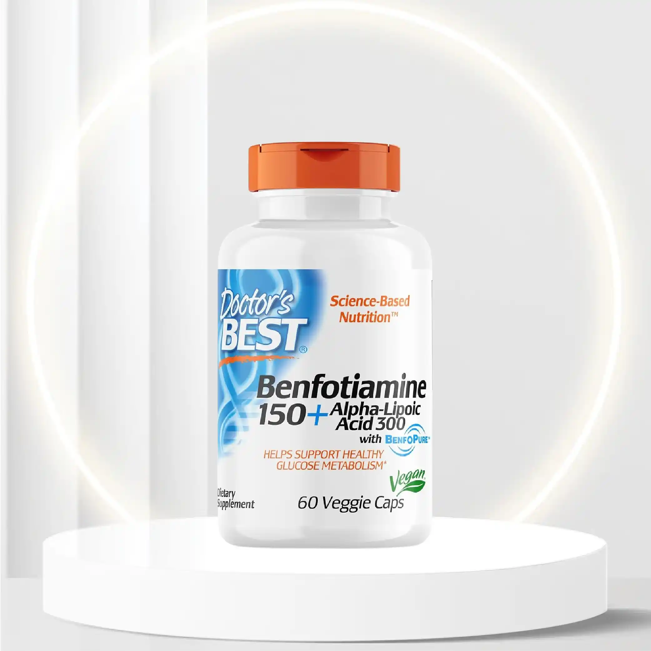 Doctors Best Benfotiamine 150 + Alpha-Lipoic Acid 300, Non-GMO, Vegan, Gluten Free, Promotes Healthy Blood Sugar, 60 Veggie Caps