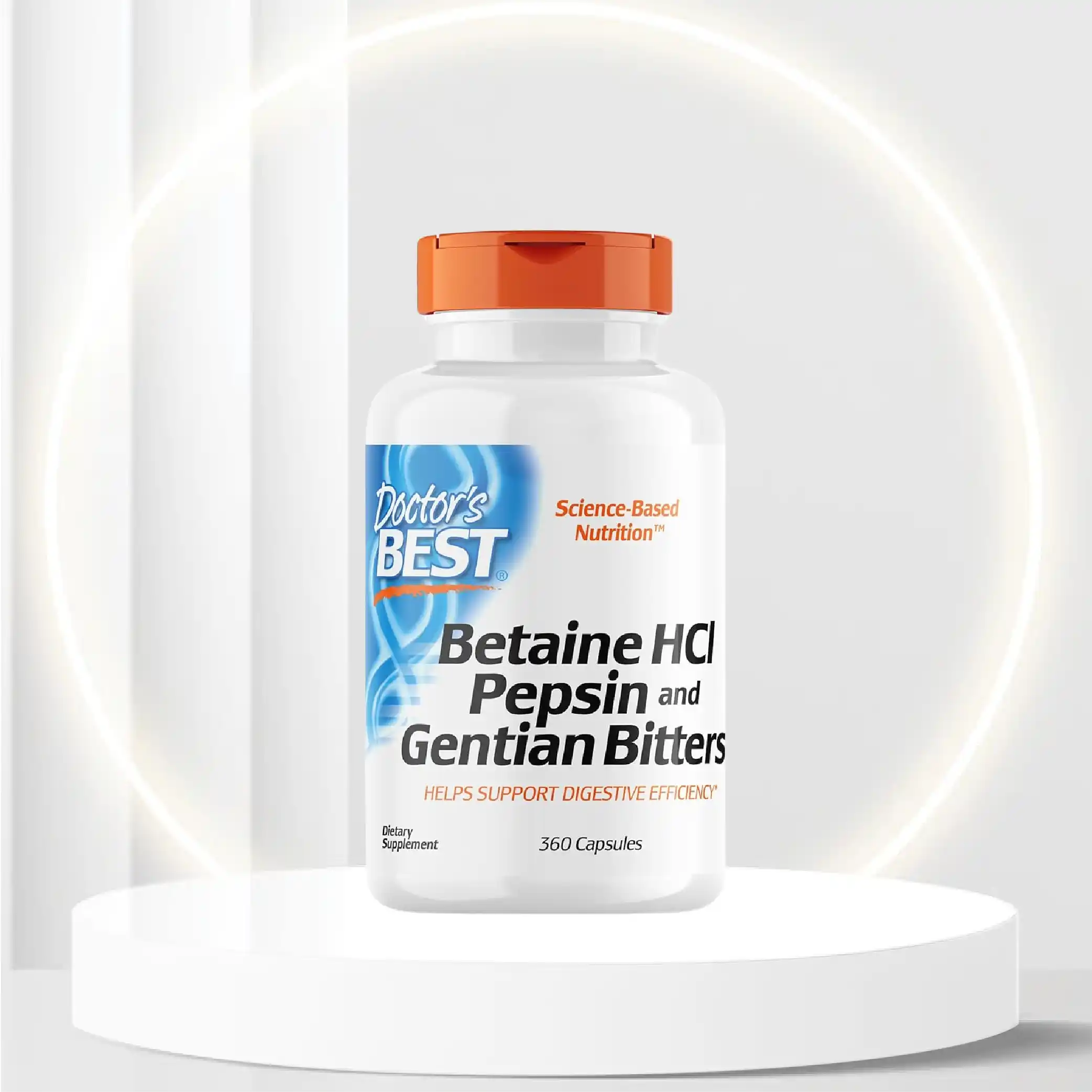 Doctors Best Betaine HCI Pepsin & Gentian Bitters, Digestive Enzymes for Protein Breakdown & Absorption, Non-GMO, Gluten Free, 360 Count (Pack of 1)