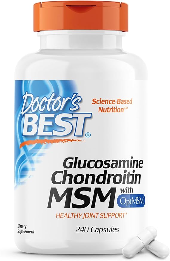 Doctors Best Glucosamine Chondroitin Msm with OptiMSM Capsules, Supports Healthy Joint Structure, Function & Comfort, Non-GMO, Gluten Free, Soy Free, 240 Count (Pack of 1)