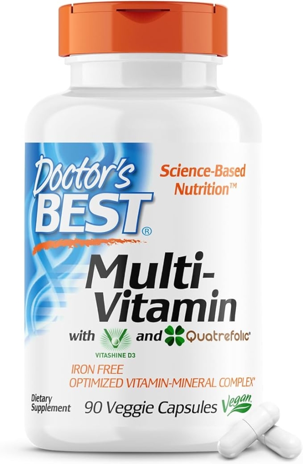 Doctors Best Multi-Vitamin, Formulation Fully Optimized for Absorption, Multivitamin with Minerals, Vitamins, Antioxidants & Nutrients for Men and Women, Non-GMO, Vegan, Gluten Free, 90 Veggie Caps