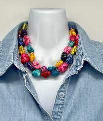 Double strand turquoise necklace. Chunky turquoise necklace. Multi color. Large turquoise nuggets.