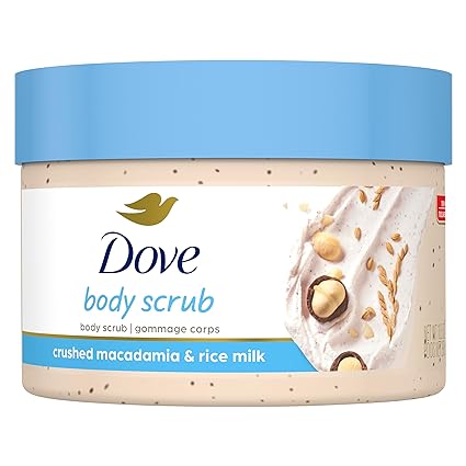 Dove Exfoliating Body Polish Body Scrub To Help Revive Dry, Dull Skin Macadamia & Rice Milk Polishes and Nourishes Your Skin 10.5 oz