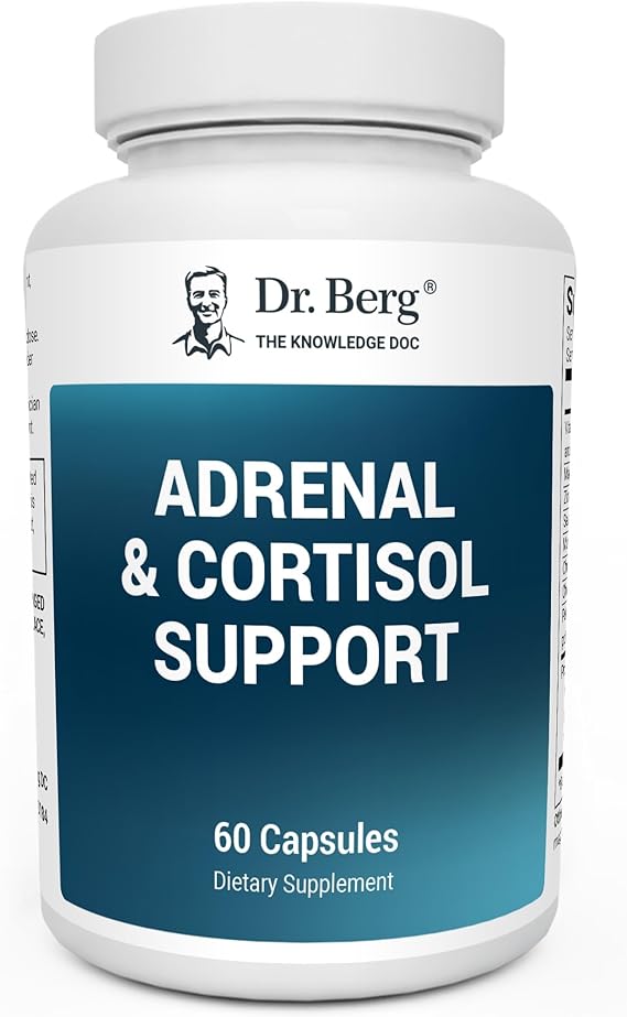 Dr. Berg Adrenal & Cortisol Capsules  Adrenal Supplement & Cortisol Manager  Mood, Focus, Rs Support  Adrenal Fatigue Supplements w/Ashwagandha Eelaxation and Stresxtracts  60 Capsules Solo