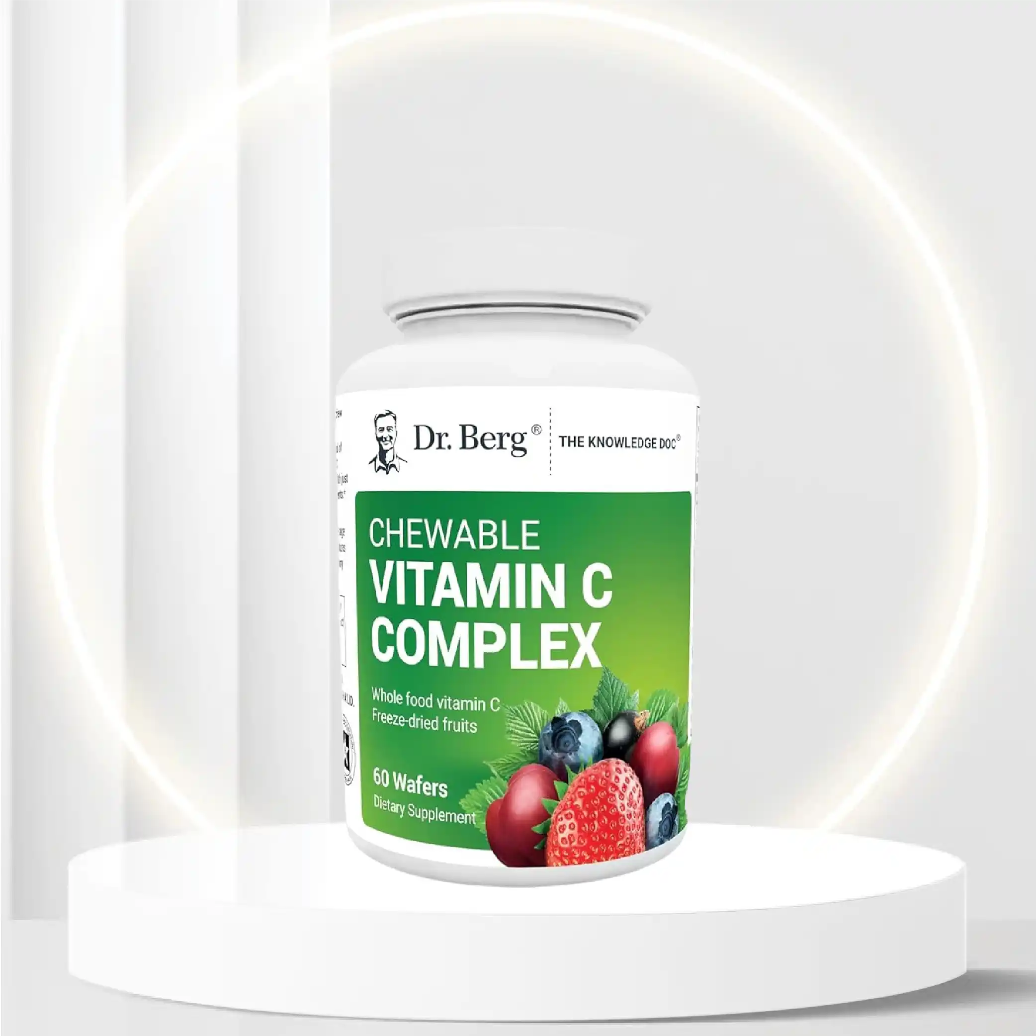 Dr. Berg's Vitamin C Complex Whole Food (60 Chewable) 100% Natural Vitamin C from Just 4 Berries, Non-GMO