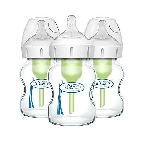 Dr. Brown's Options+ Wide-Neck Glass Baby Bottles, 5 Ounce, 3 Count