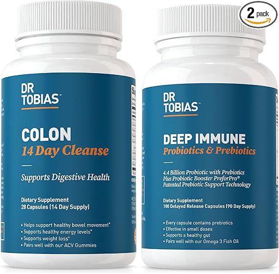 Dr. Tobias Colon 14 Day Cleanse and Deep Immune Probiotics and Prebiotics - Supports Temporary Detox and Ongoing Gut Health, Non-GMO