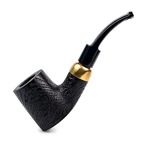 Dr. Watson - Wooden Tobacco Smoking Pipe, classic Cherrywood shape, Fits 9mm filter, Comes with Pouch, Boxed (Rusticated)