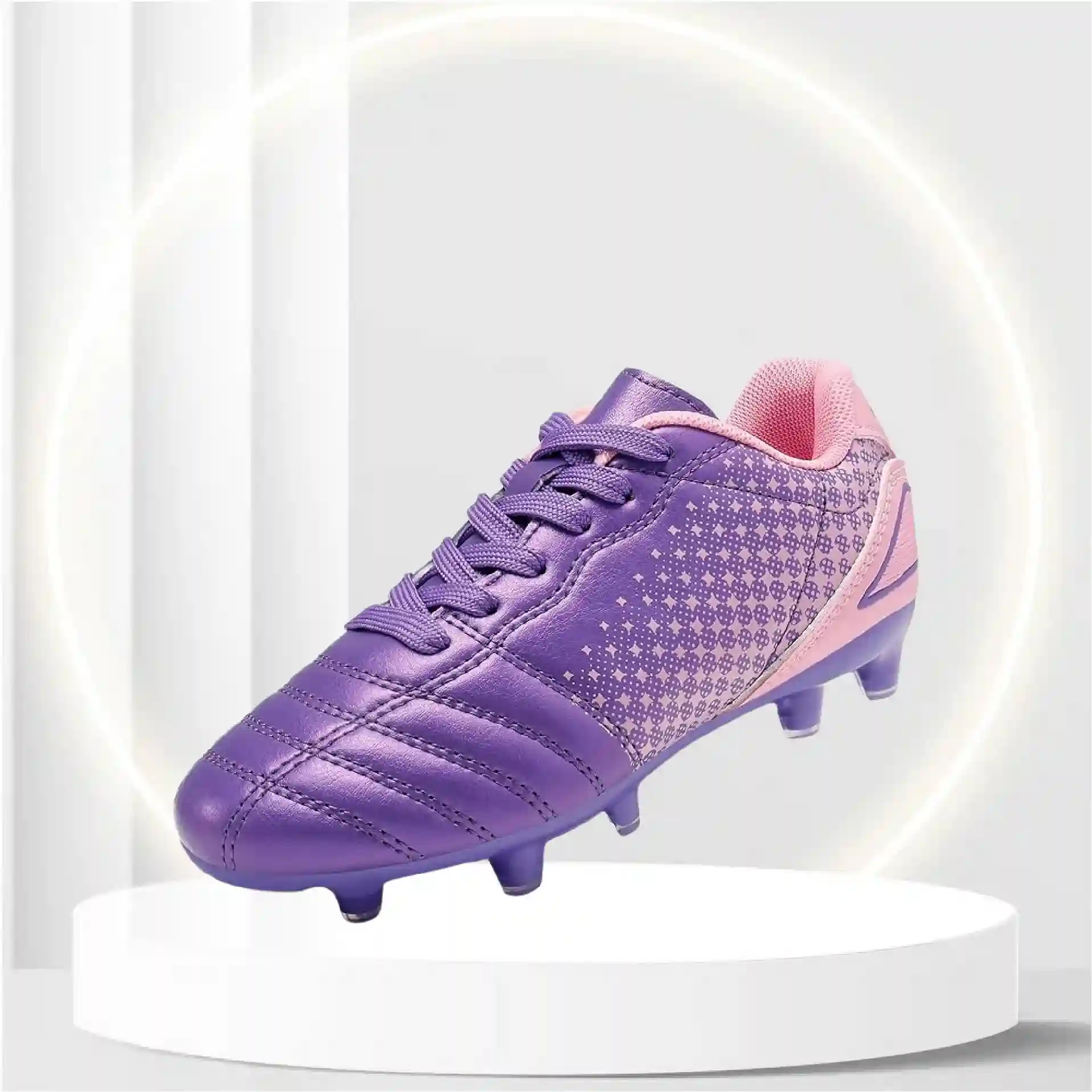 DREAM PAIRS Boys Girls SUPERFLIGHT-1K Outdoor Football Shoes Soccer Cleats Light/Purple/Pink Size 13 Little Kid