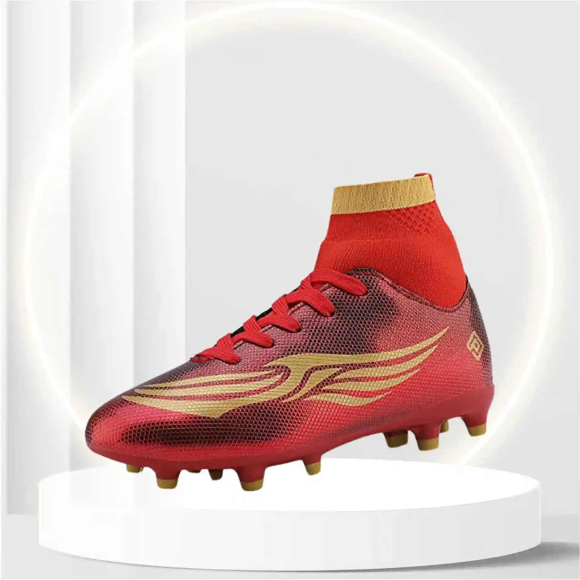 DREAM PAIRS Girls Red Gold Soccer Football Cleats Athletic Shoes Size 12 M US Little Kid HZ19009K