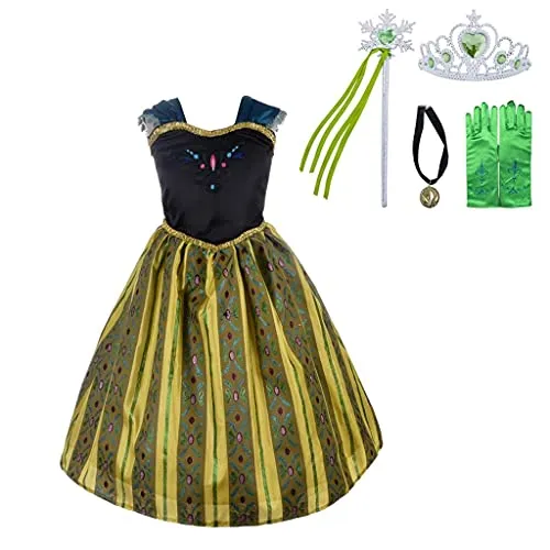 Dressy Daisy Litttle Girls' Ice Princess Sister Coronation Gown Birthday Halloween Christmas Fancy Party Costume with Accessories Size 5-6