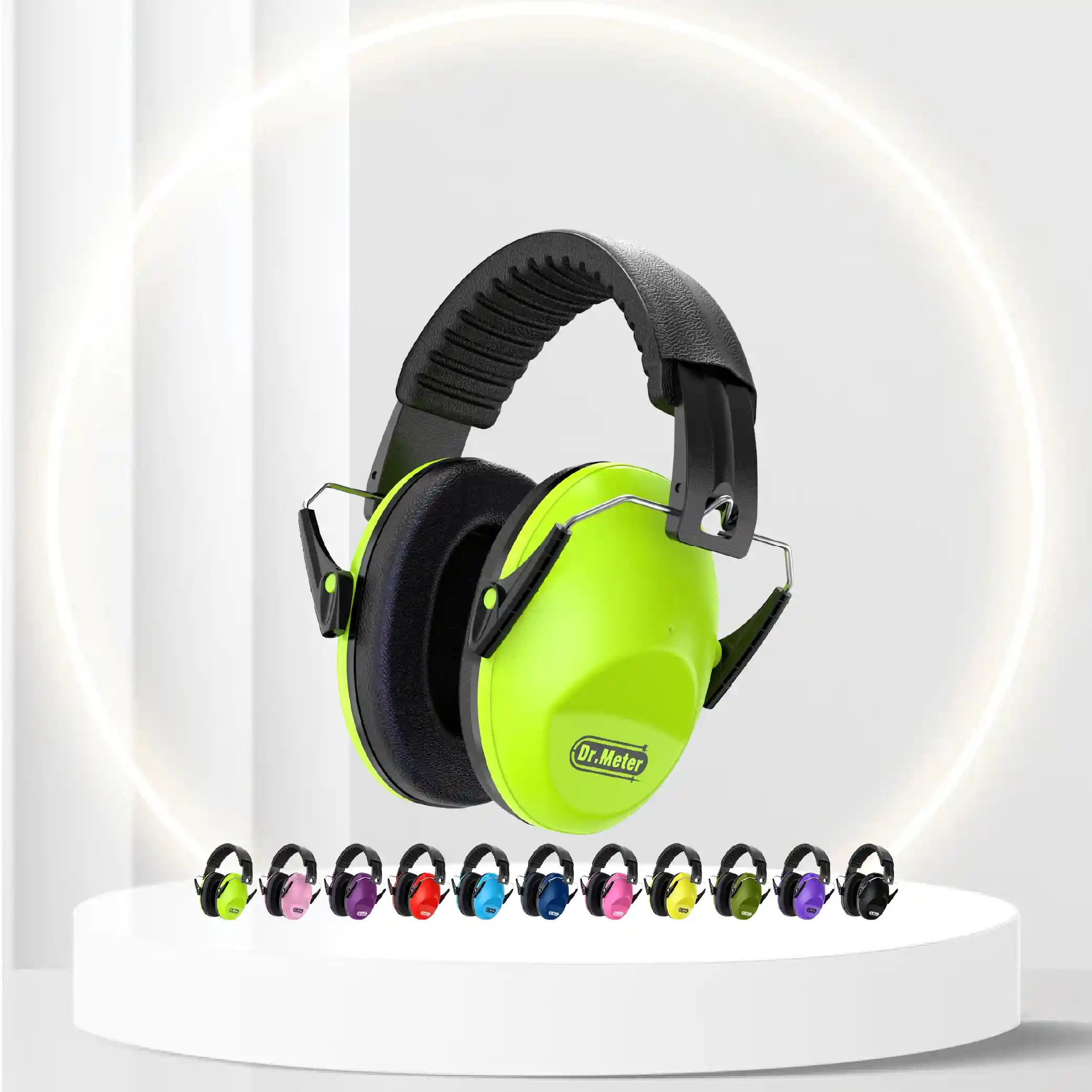 Dr.meter EM100 Kids Protective Earmuffs with Noise Blocking Children Ear muffs for Sleeping, Studying, Shooting, Babies 27NRR Adjustable Head Band, Green