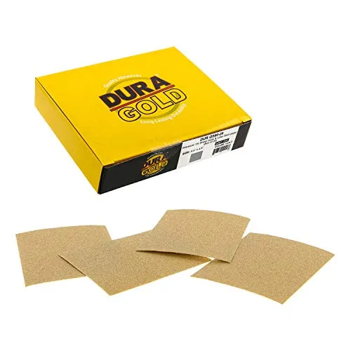 Dura-Gold - Premium - 80 Grit Gold - 1/4 Sheet Hook & Loop or Clip On Sandpaper 5.5
