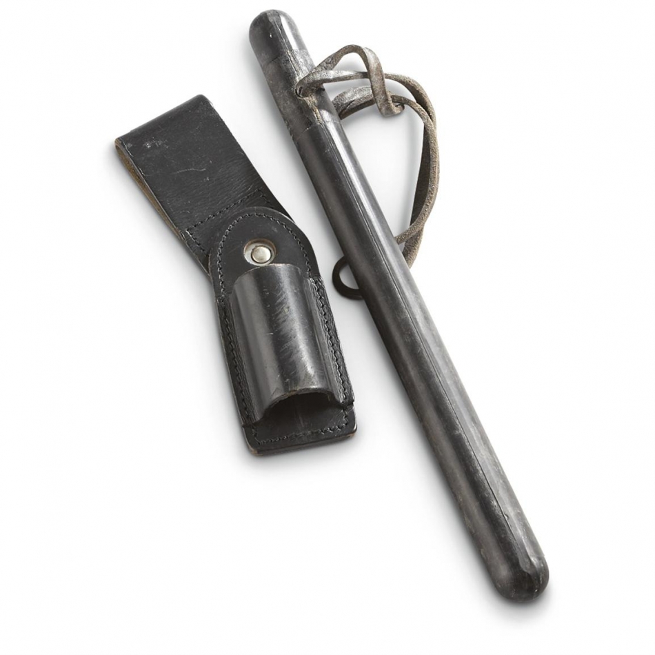 Dutch Military Surplus Rubber Baton with Belt Holder, Used