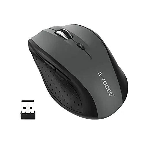 E-YOOSO Wireless Mouse, Computer Mouse 18 Months Battery Life Cordless Mouse, 5-Level 2400 DPI, 6 Button Ergo Wireless Mice, 2.4G Portable USB Wireless Mouse for Laptop, Mac, Chromebook, PC, Windows
