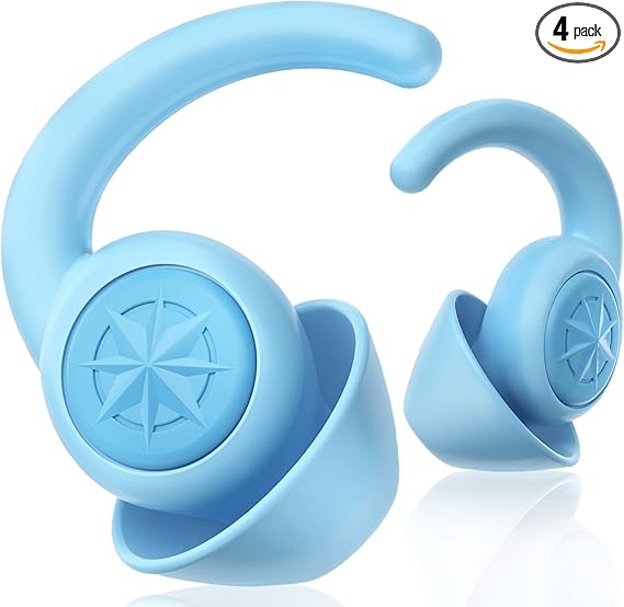 Ear Plugs for Sleeping Noise Cancelling 2 Pairs Noise Reduction Earplugs for Sleep Soft Silicone Hearing Protection Earplug for Snoring Work Construction Noise Sensitive (White Blue)