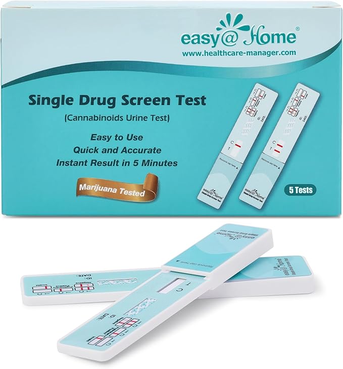 Easy Home Single Drug Screen Test (Cannabinoids Urine Test) - Marijuana THC Drug Test Kit for Home Cutoff Level 50ng/mL Individually Wrapped Single Panel Testing- #EDTH-114 (5 Pack)