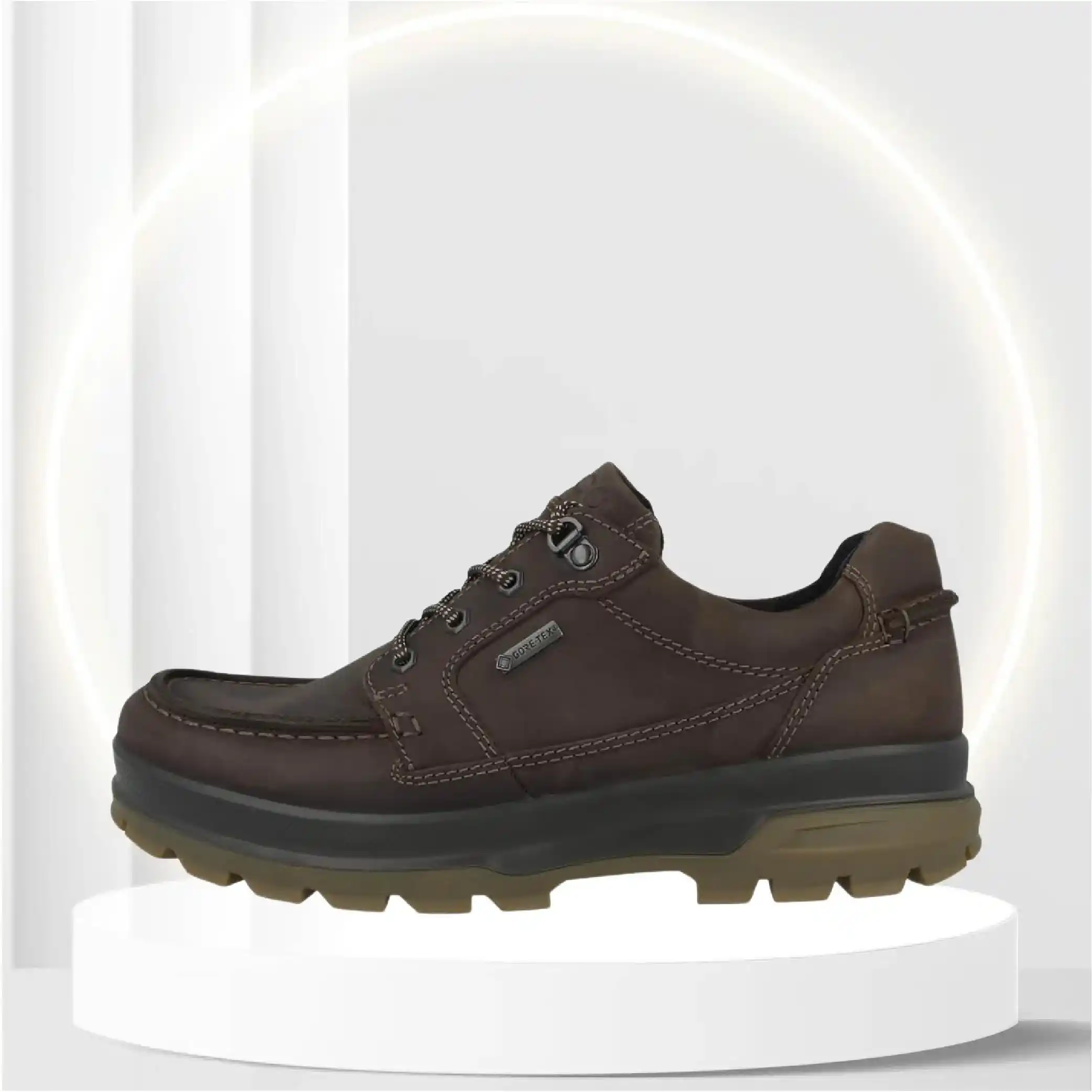 ECCO Men's Rugged Track Gore-TEX Moc Tie Hiking Shoe, Black, 6-6.5