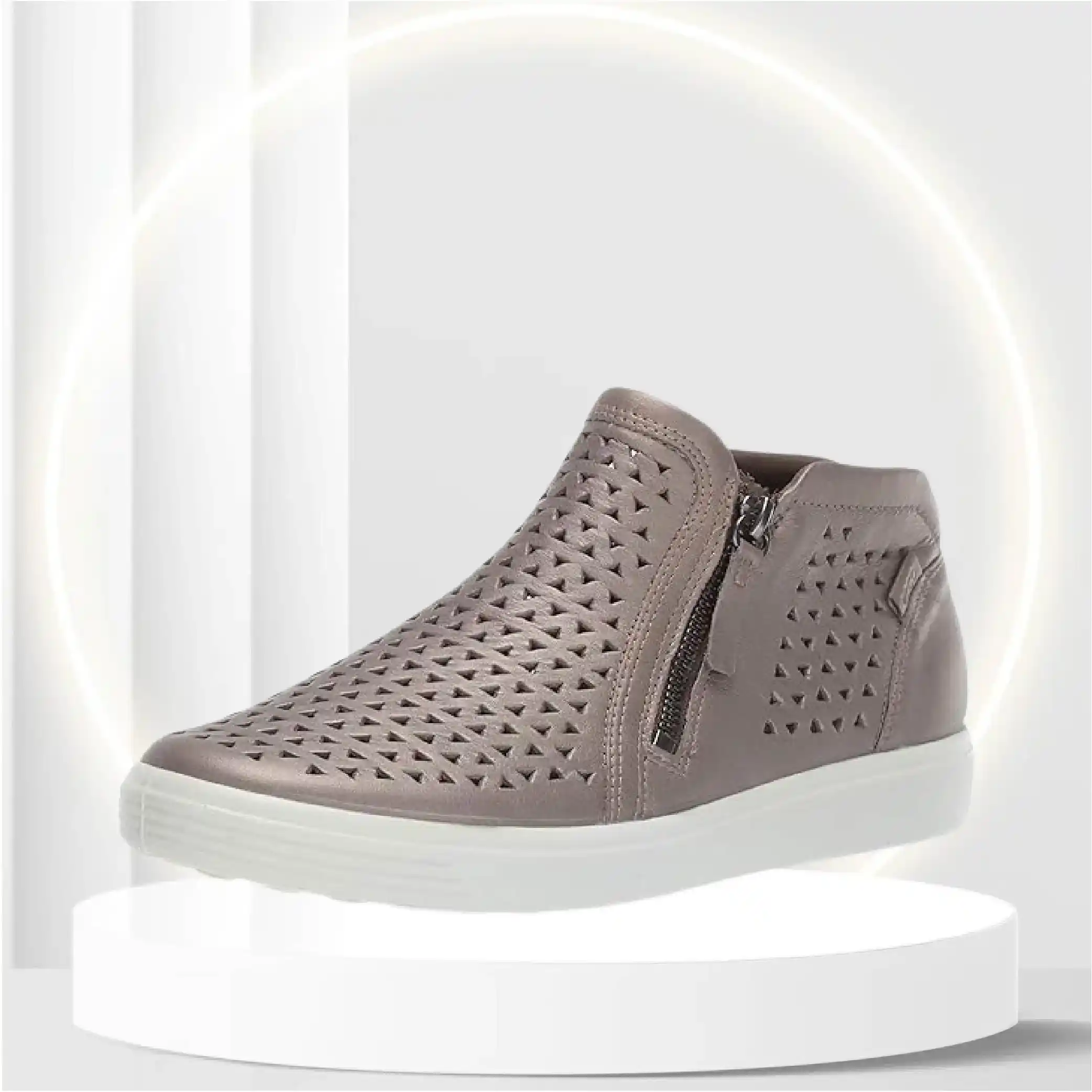 ECCO Women's Soft 7 Laser Cut Bootie Sneaker, Black, 6-6.5