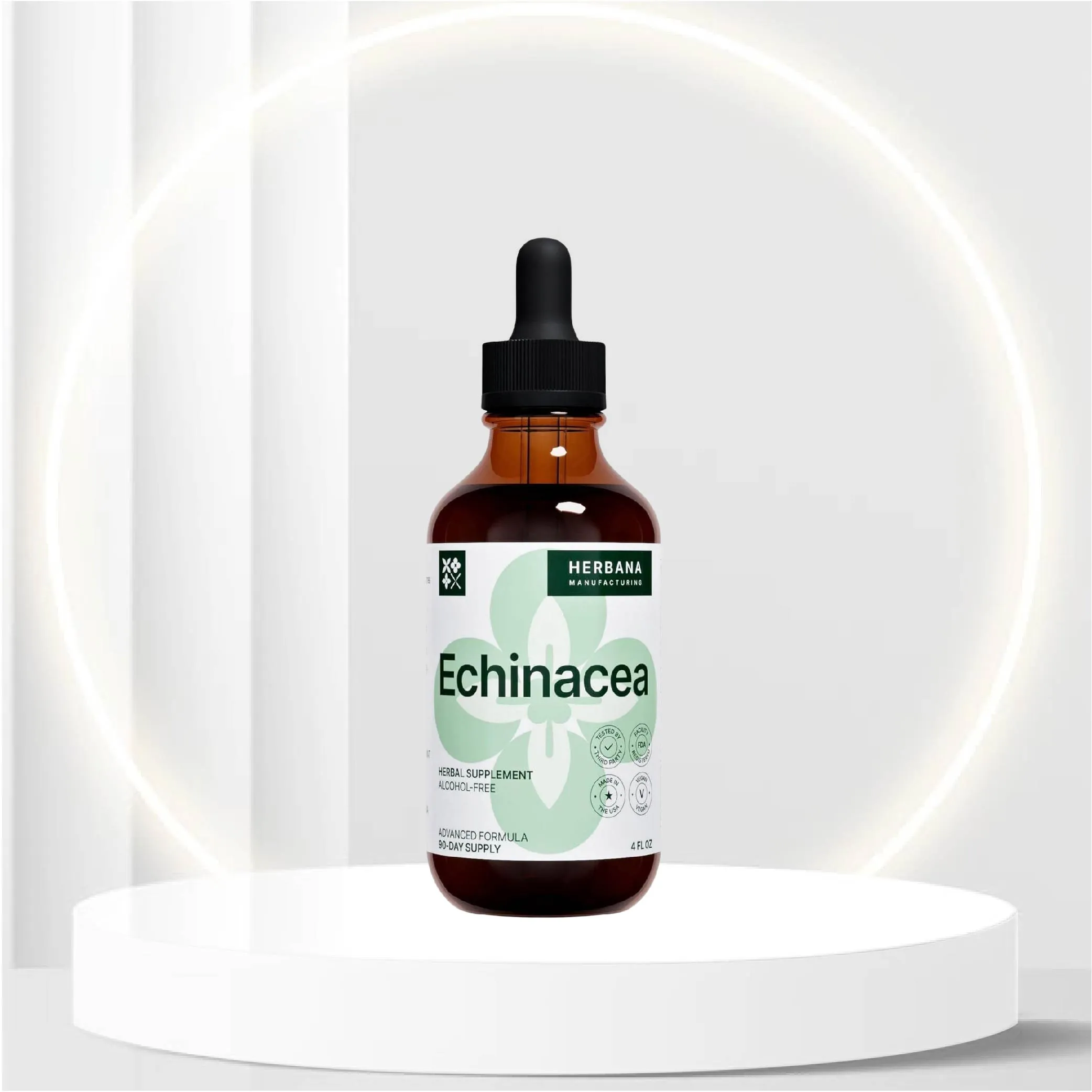 Echinacea 4 fl oz Liquid Extract - Organic Root, Leaf, Flower, Seed - Natural Herbal Supplement - Body, Immune System Support Tincture - High Potency Drops - 90-Day Supply - Family Size
