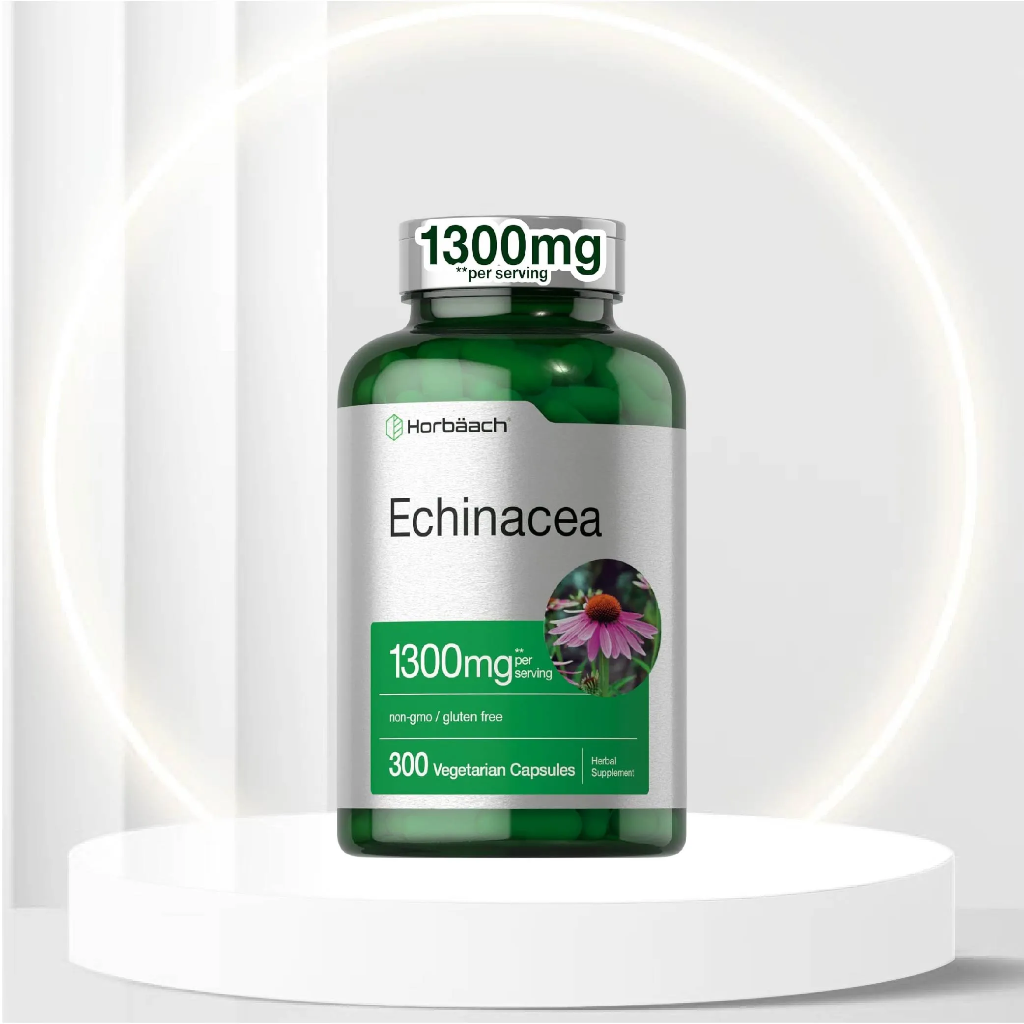 Echinacea Extract Capsules 1300mg | 300 Count | Vegan, Non-GMO, Gluten Free Supplement | by Horbaach