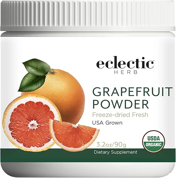 Eclectic Herb - Organic Grapefruit Powder Supplement | Vitamin, Mineral + Phytonutrient Support | Nutritional Drink Mix + Vitamin Powder | USDA Organic, Vegan, Non-GMO, Gluten Free (3.2 oz | 90 g)