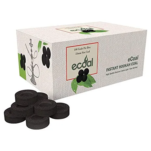 eCoal Premium Instant Hookah Coal ï¿½100 Coals Per Box,10 Rolls of 100 Round Tablets - Size 33MM Round Charcoal Briquettes - Fast Burning, Long Lasting