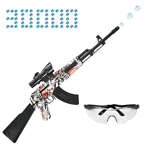 Electric AK47 AKM-47 Gelball Water Blaster Toys with - 30000pcs Shoots Eco-Friendly Water Bullets Beads and Goggles for Outdoor Activities-Fighting Shooting Team Game Boys and Girls Ages 12+