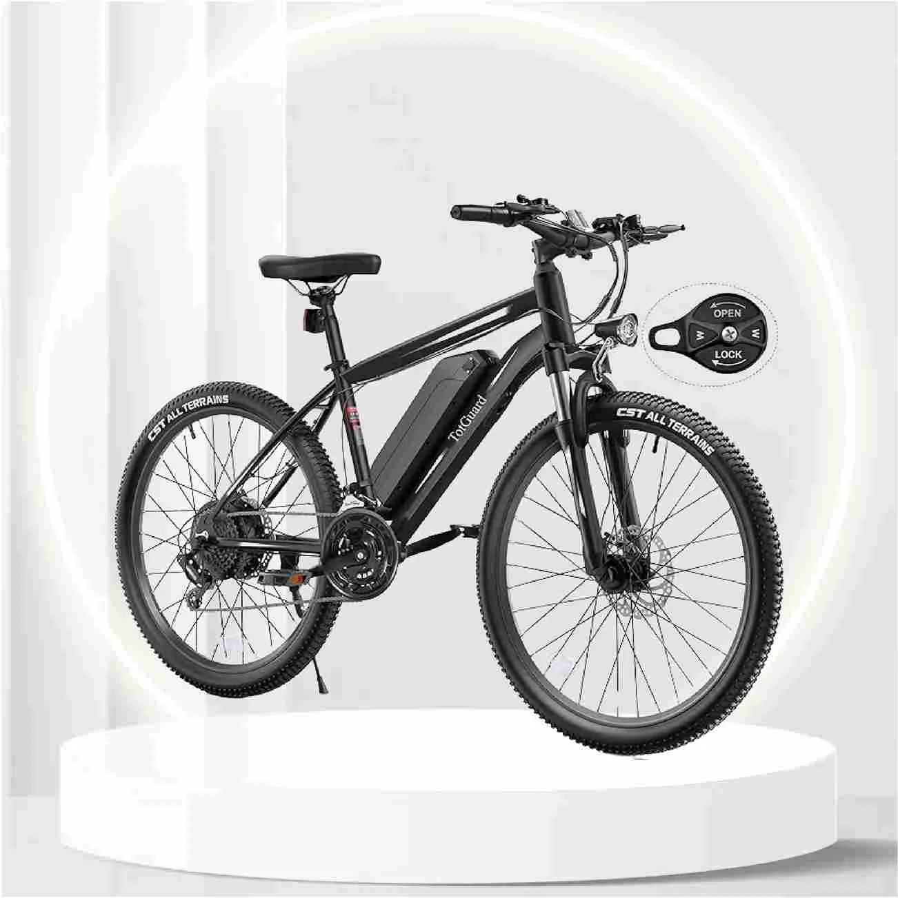 Electric Bike, TotGuard Electric Bike for Adults 26'' Ebike with 350W Motor, 19.8MPH Electric Mountain Bike with Lockable Suspension Fork, Removable 36V/10.4Ah Battery, Professional 21 Speed Gears