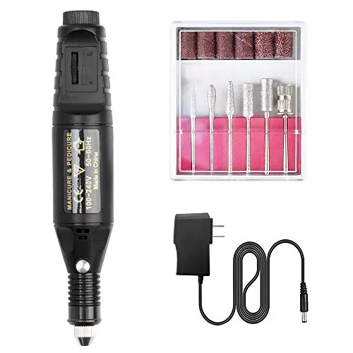 Electric Nail Drill, Acrylic Nail Tools Professional Portable Nail File Kit, Pen Shape Finger Toe Nail Care, Electric Nail Polishing pedicure Machine, Manicure Pedicure Machine Set (Black)