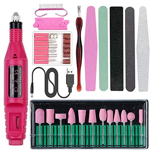 Electric Nail Drill Kit Portable Nail Drill Machine for Acrylic Nails Gel Nail Glazing Nail Drill Nail Art Polisher Sets Glazing Nail Drill Fast Manicure Pedicure for Women