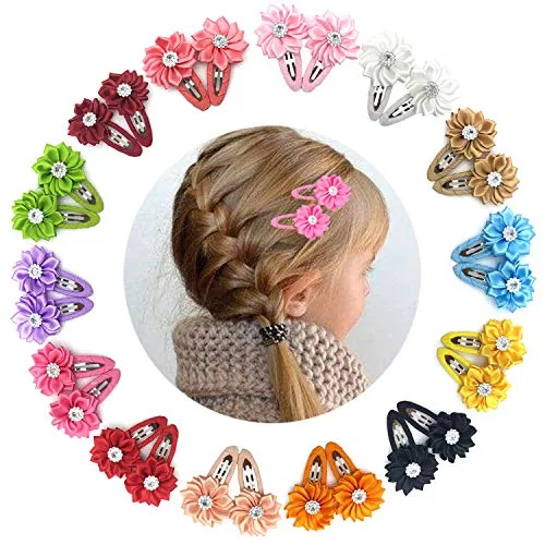 Elesa Miracle 28pcs Baby Girl Hair Clips Kids Little Girls Boutique Grosgrain Ribbon Flower Hair Bows Clips