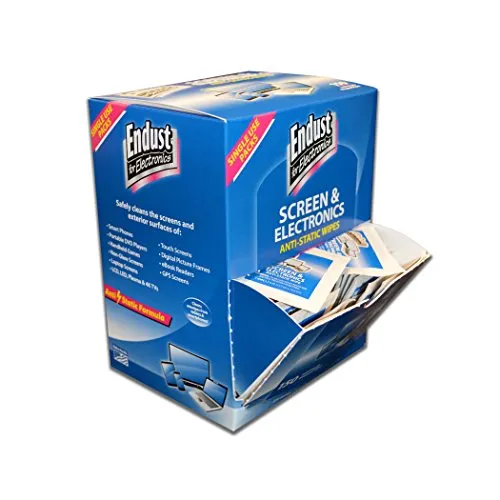 Endust for Electronics, Individually wrapped, 150 Anti-static wipes, Removes fingerprints, smudge and smear removal (14316) WHITE