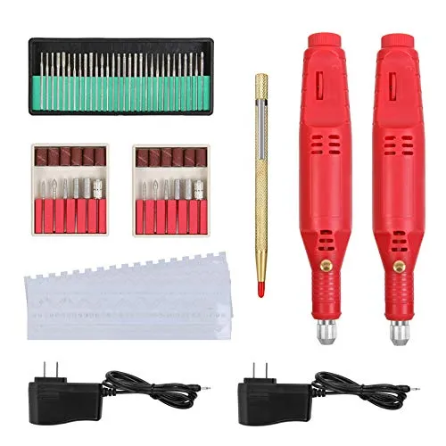 Engraver Pen Set, 2pcs Etcher+30 Bits+6 Polishing Heads+8 Stencils, Engraving Tool Kit for Metal Glass Ceramic Plastic Wood Jewelry Rock Eggs Surfaces, Artists Workers Beginners etc