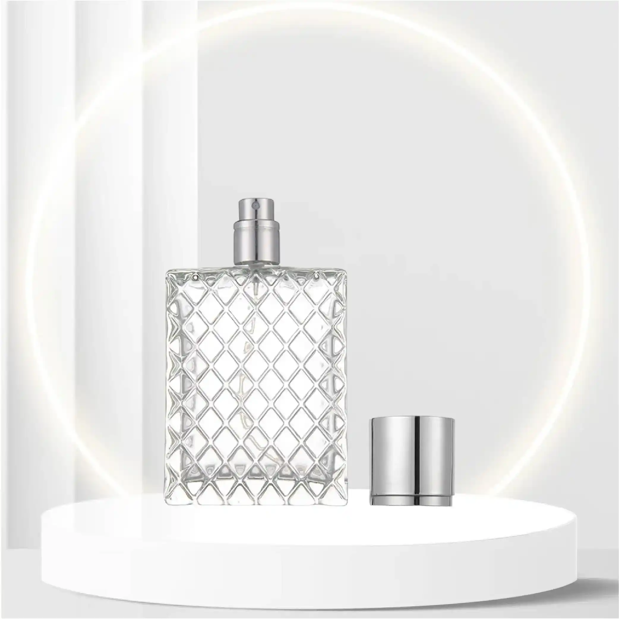 Enslz 100ml 3.4 oz Refillable Spray Perfume Bottles large cosmetic Fine Mist Atomizer Empty Portabe Clear Glass Essential Oil Container for Travel