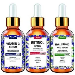 Envisha Day and Night Serum 3-Pack for Face - Vitamin C Serum, Retinol Serum, Hyaluronic Acid Serum - Face Serum for All Skin