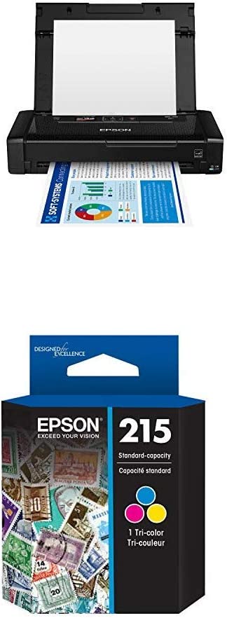 Epson Canada Workforce 110 Wireless Mobile Printer - C11CE05201 with Tricolour Ink Bundle