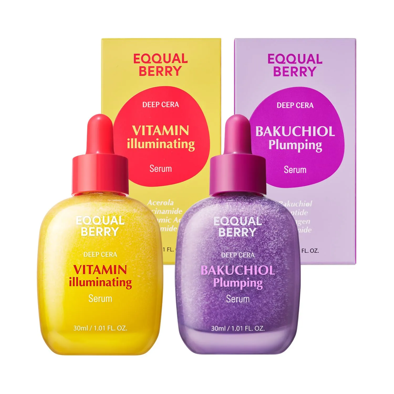 EQQUALBERRY Bakuchiol & Vitamin C Serum Set Anti Aging & Brightening Duo for Radiant, Firm Skin Gentle Retinol Alternative & Vitamin-Packed Glow Enhancer