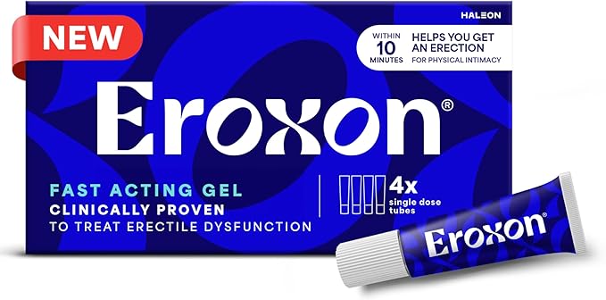 Eroxon Erectile Dysfunction Treatment Gel, New Clinically Proven Topical Gel, Helps Get an Erection Within 10 Minutes, 4 Single Use Tubes