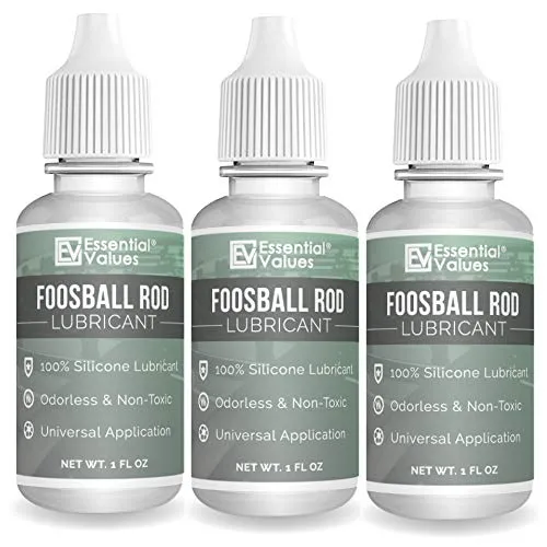 Essential Values 3-Pack Foosball Rod Lubricant - Authentic Foosball Silicone for Foosball Table Rods - 100% Silicone Lube with Applicator Tip - Clean and Easy to Use Foosball Table Accessories
