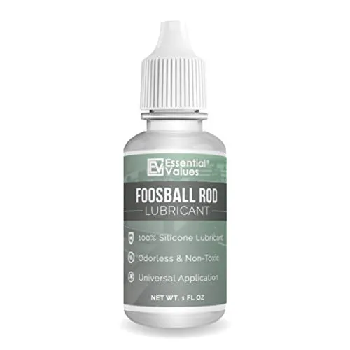 Essential Values Foosball Rod Lubricant - Authentic Foosball Silicone for Foosball Table Rods - 100% Silicone Lube with Applicator Tip - Clean and Easy to Use Foosball Table Accessories