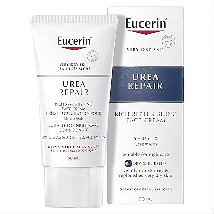 Eucerin Replenishing Skin Relief Face Cream (with 5% Urea) (50ml, Dermatalogical Skincare, Fragrance Free) by Eucerin