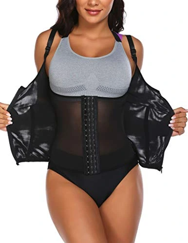 Evanhome Women Clip and Zip Waist Trainer Corset Neoprene Worked Out Sweat Vest Body Shaper(Black,M)