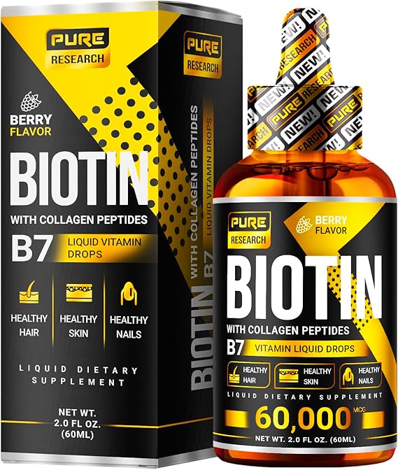 Extra Strength 10000mcg Biotin Liquid Drops, 60 Servings, Vegan Friendly, Supports Healthy Hair Growth, Strong Nails and Glowing Skin, 3X More Absorption Than Capsules or Pills