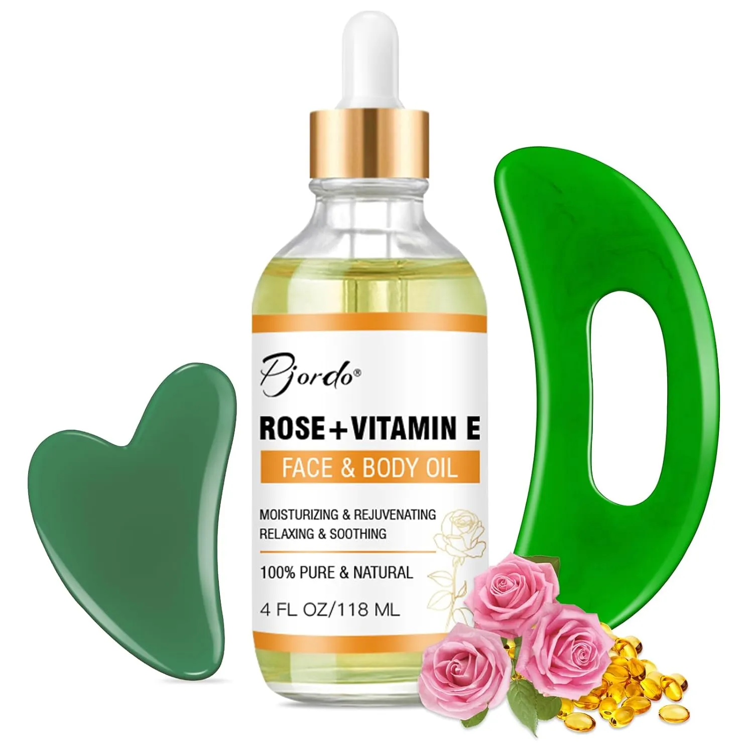 Face & Body Vitamin E Bio Oil, Gua Sha Facial Tools Set 4 oz, Massage Oil for Moisturizing and Hydrating, Spa Gifts for Him Her