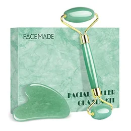 FACEMADE Gua Sha and Jade Roller, Guasha Massage Facial Tool and Face Roller for Eyes, Neck Body Skin Care, Beauty Natural Jade Stone for Relieving Wrinkles and Firming