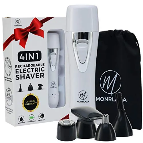 Facial Hair Trimmer for Women ï¿½ Painless Facial Hair Remover ï¿½ Women's Face Shaver ï¿½ 4 Removable Heads - Practical Waterproof Design ï¿½ User - Friendly and Efficient Upper Lip Hair Removal for Women