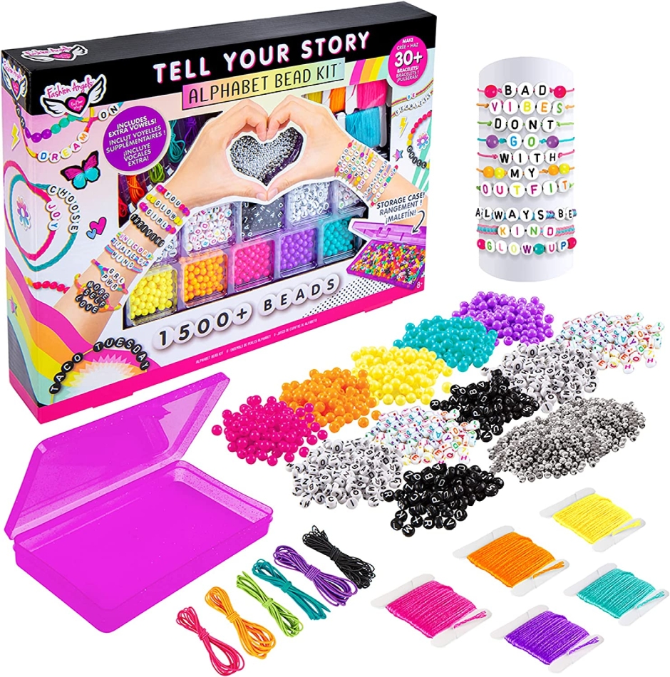 Fashion Angels Tell Your Story Large Alphabet Bead Bracelet Making Kit with Case for Tweens (12381). 1500+ Colorful Charms and Beads. Screen-Free Activity. Includes Inspiration Guide and Instructions